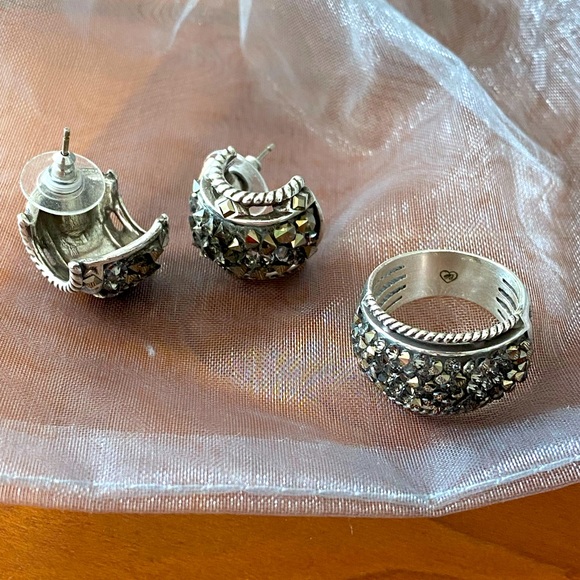 Brighton Jewelry - Brighton retired Crystal Rocks ring & earrings, Swarovski crystals & quartz